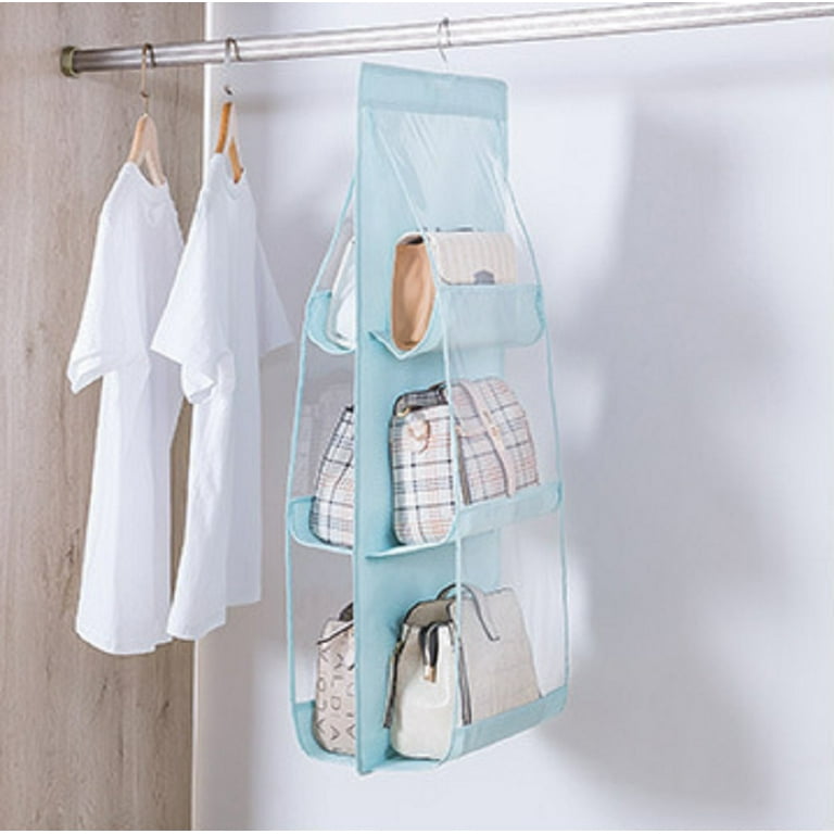 6 Pockets Hand Bag Storage Organizer Closet Rack Hangers - Multicolor