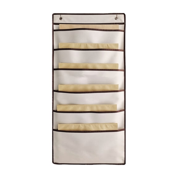 6 Pocket Wall Organizer with 2 Hooks, Desktop File Storage, Hanging Paper Organizer, Space-Saving Office & Home Organization Solution