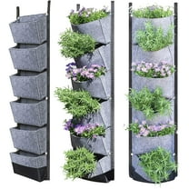 6 Pockets Hanging Planter Bags,Hanging Vertical Wall Mounted Plant Planting Grow Bags, Grow-bag Wall Garden Planter Fabric Pot Germination Growth Hanging Planters