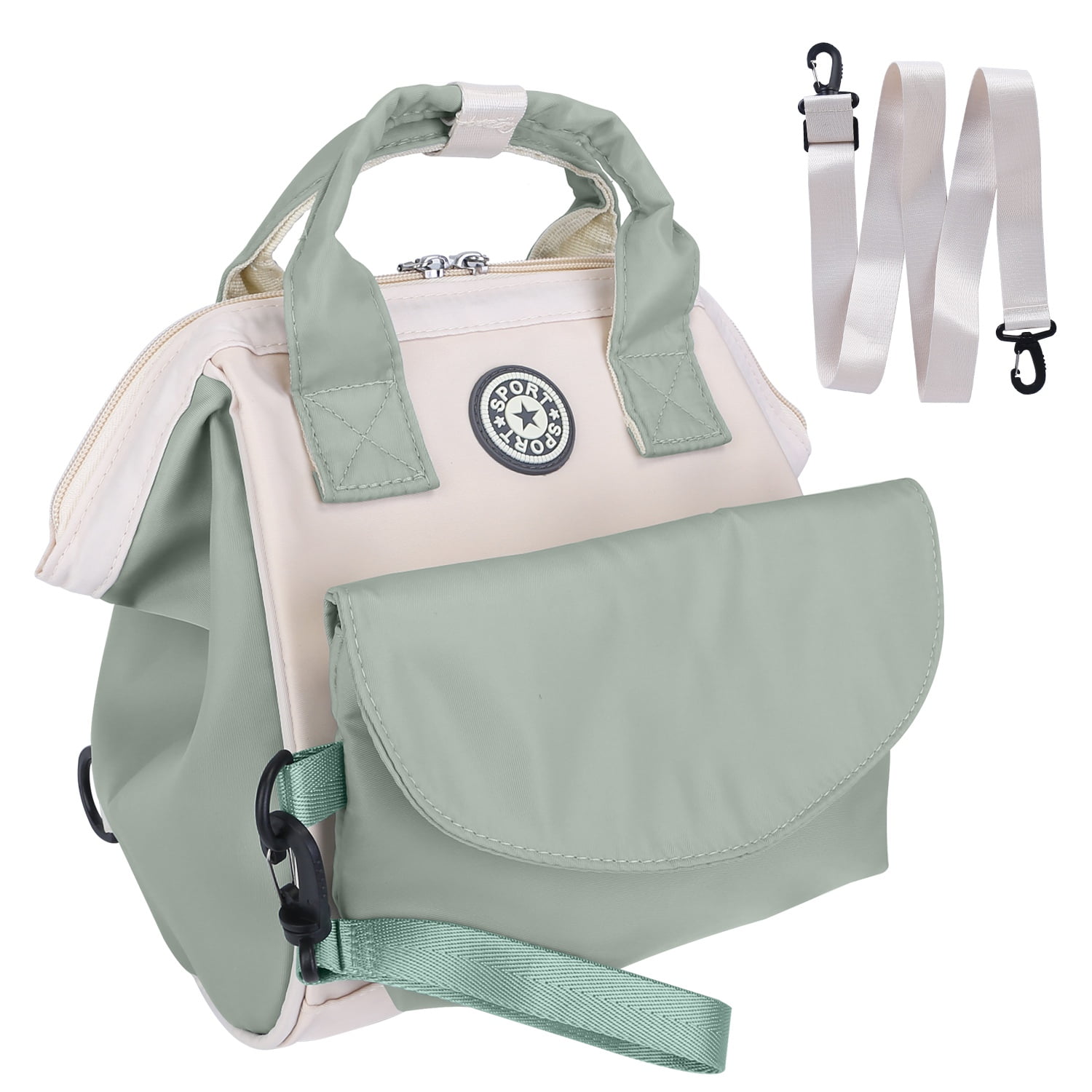 6 Pockets Multifunctional Diaper Bag Backpack  Mommy Nappy Bag w/ Insulated Pocket Green