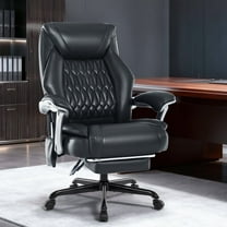 6-Point Massage Office Chair with Lumbar Support, Reclining Ergonomic Computer Desk Chair with Footrest for Full Support, PU Leather High Back Executive Computer Chair, Heated Executive Office Chair