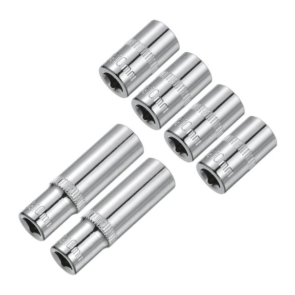 6-Point Shallow Socket, 10mm 1/4" Drive 4pcs Deep Socket & 2pcs Shallow Socket