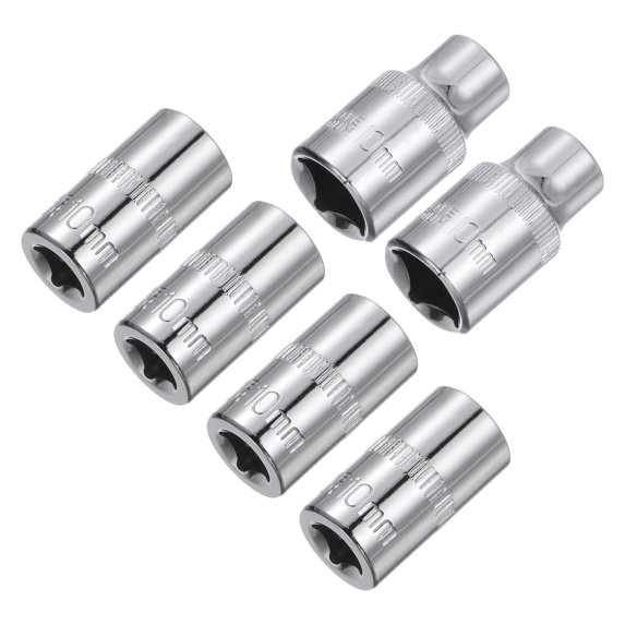 Uxcell 6-Point Shallow Socket 10mm 2Pcs 3/8" and 4Pcs 1/4" Drive Cr-V Metric