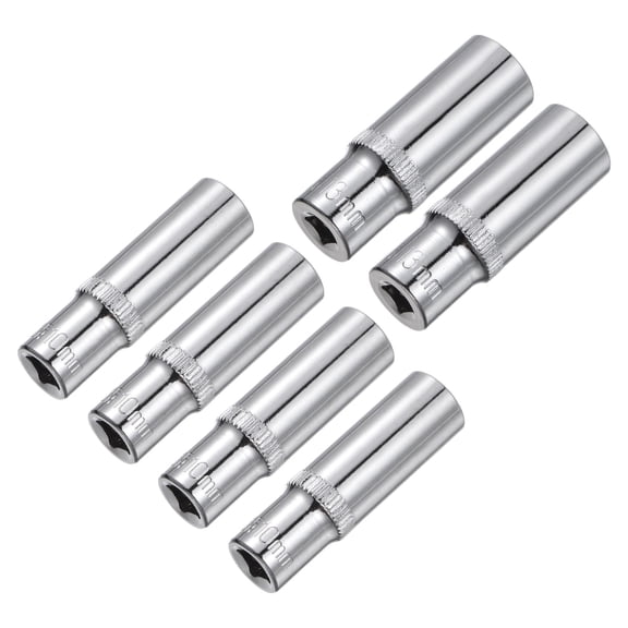 6-Point Shallow Socket, 4pcs 10mm & 2pcs 13mm 1/4" Drive Cr-V Deep Socket