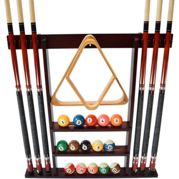 6 Pool Cue Rack - Billiard Stick Wall Rack, Multiple Colors Available