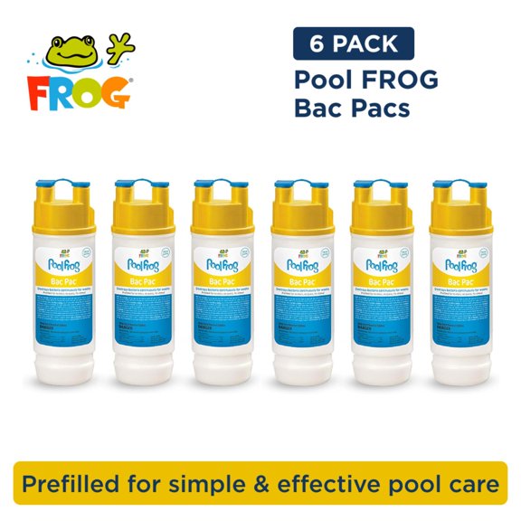 FROG Bac Pac Replacement Chlorine Cartridges for Use with Pool FROG Model 5400 and 6100 Cyclers - Prefilled for Easy and Convenient Pool Sanitizing & Water Care - 6 Pack