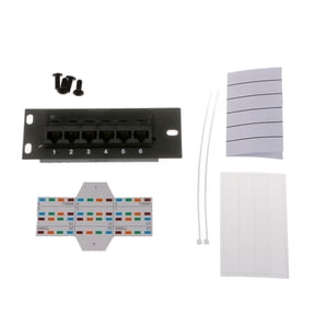 6 Port CAT5e RJ45 Pass-Thru Patch Panel with Mounting Bracket for Keystone Jack