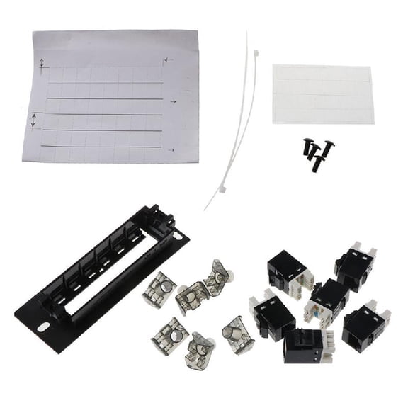 6 Port CAT6 Patch Panel FTP LAN RJ45 Network Cable Adapter Keystone Jack Ethernet Distribution Frame Mount Bracket