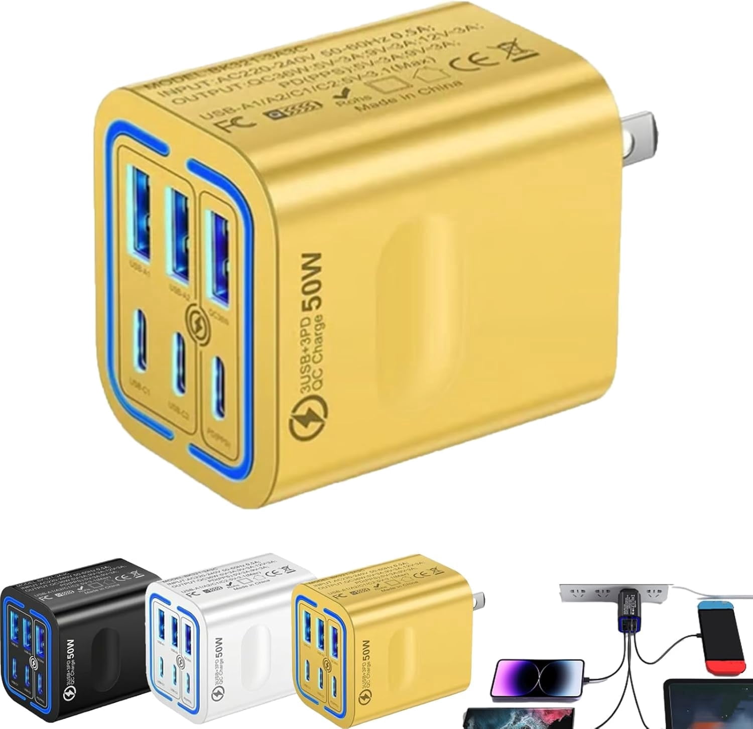 6-Port Fast Charging Station ，Built-in Smart Chip, Multi-layer ...