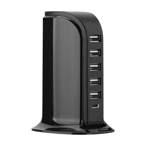 6 Port USB Desktop Fast USB Charger High Speed 40W Multi Port USB Charger PD 20W USB C Charger Mobile Phone Charging Station ,Fast Charging