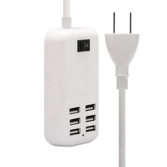 6-Port USB Fast Charging Station  Multi-Device Desktop Power Strip Hub Adapter for Phones, Tablets & Electronics TIKA