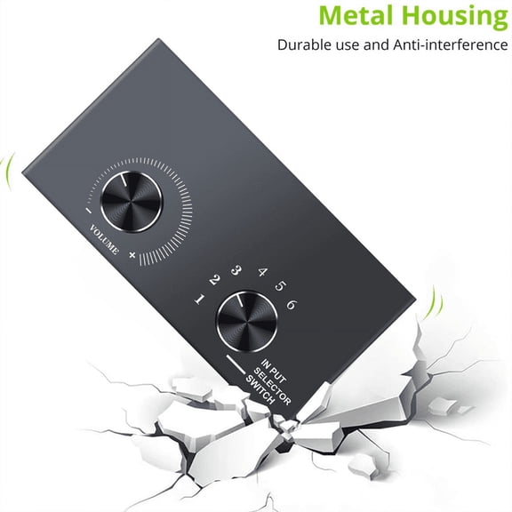 6 Ports 3.5mm Audio Switch Bidirectional Switcher Support 1 in Out or Out,for PC Phone Headphone