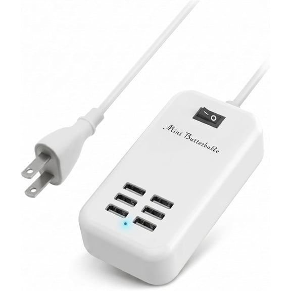 6 Ports USB Charger Hub Desktop US Plug AC Power Wall Travel Charging Adapter Slots Charging Station Extension Socket Outlet with Cable