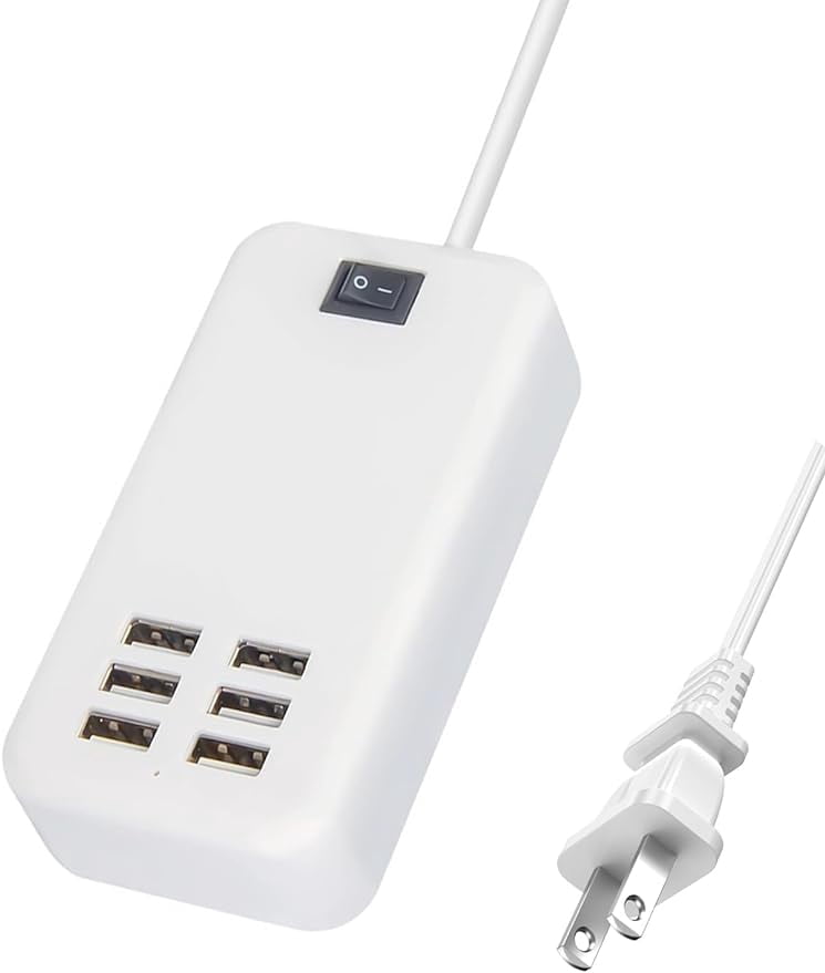 6 Ports USB Charger Hub Desktop US Plug AC Power Wall Travel Charging Adapter Slots Charging Station