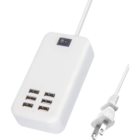 6 Ports USB Charger Hub Desktop US Plug AC Power Wall Travel Charging Adapter Slots Charging Station