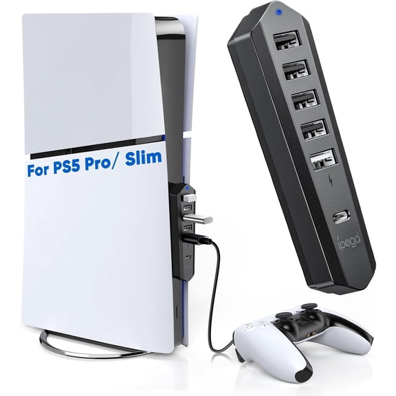 6 Ports USB Hub for PS5 Pro/Slim Console Disc & Digital
