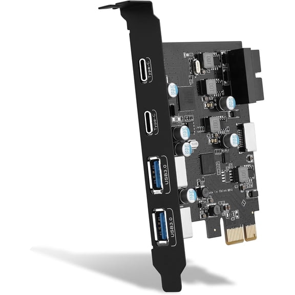 6-Ports USB PCIe Card PCI Express to Type C(2),USB Type-A(2 Expansion Card with Internal 19 Pin Connector/Type EA-Key Front Panel Adapter for Desktop PC Support Window/11/10/ and Linux
