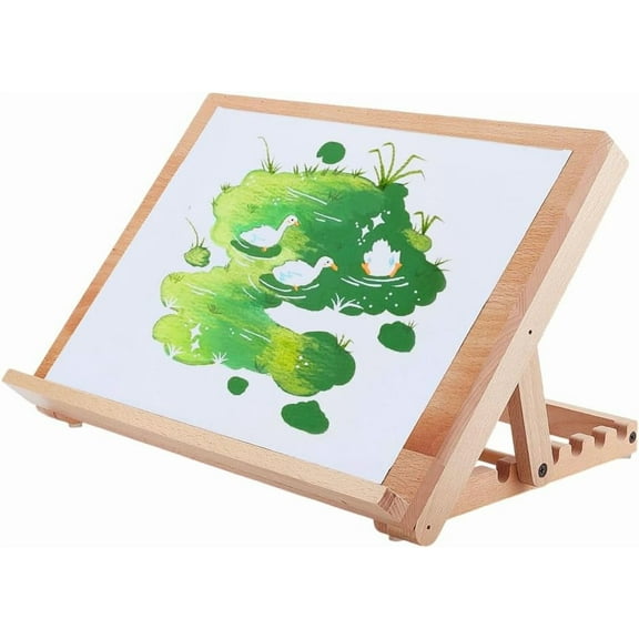 6-Position Tabletop Painting Easel Wood Drawing Board Stand Foldable Drafting Adjustable Desktop Stand for Artists Beginners Painting Artwork Display 11.8x15.7 Inch DIY