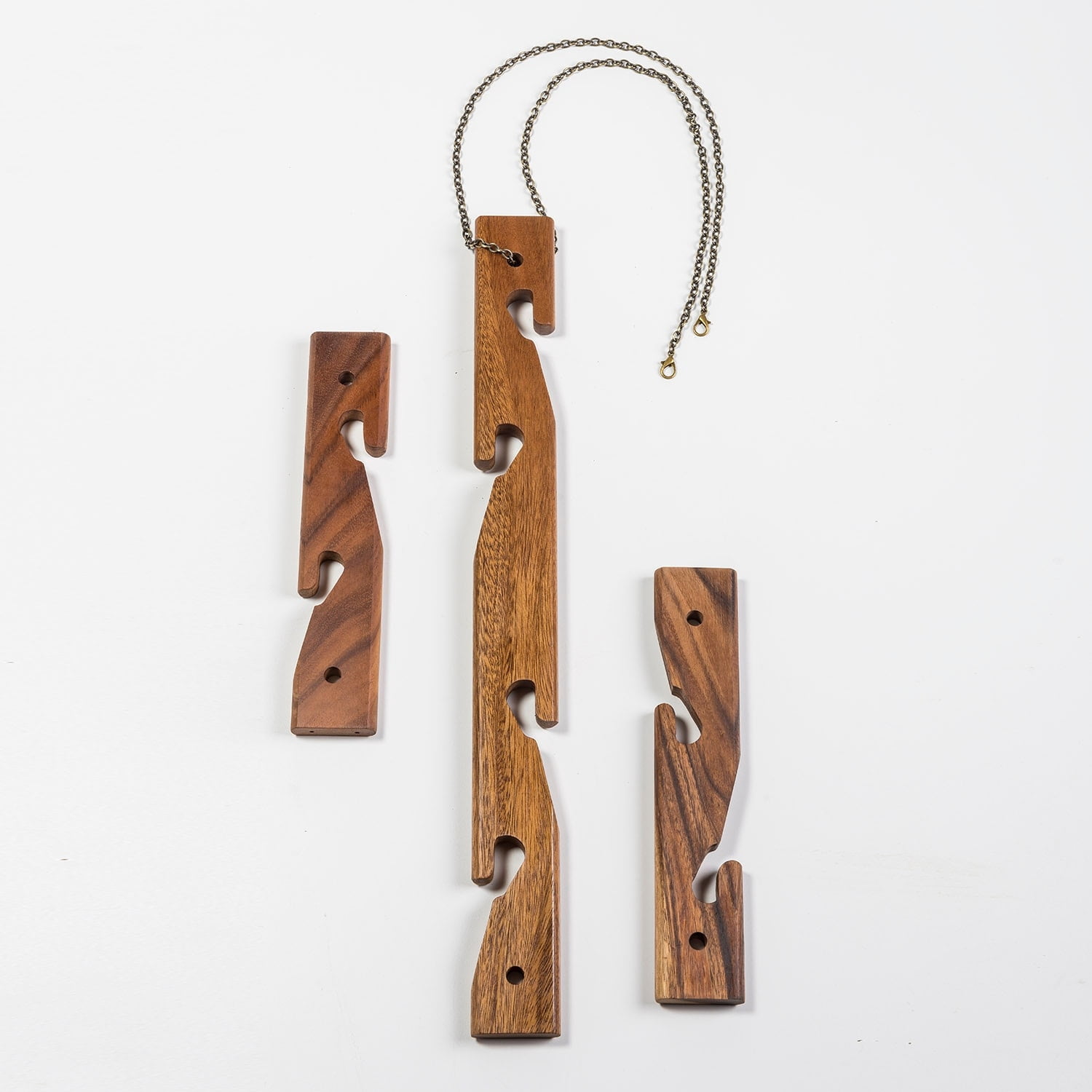 Solid Acacia Wood 6 Pot Hanging Plant Holder Set
