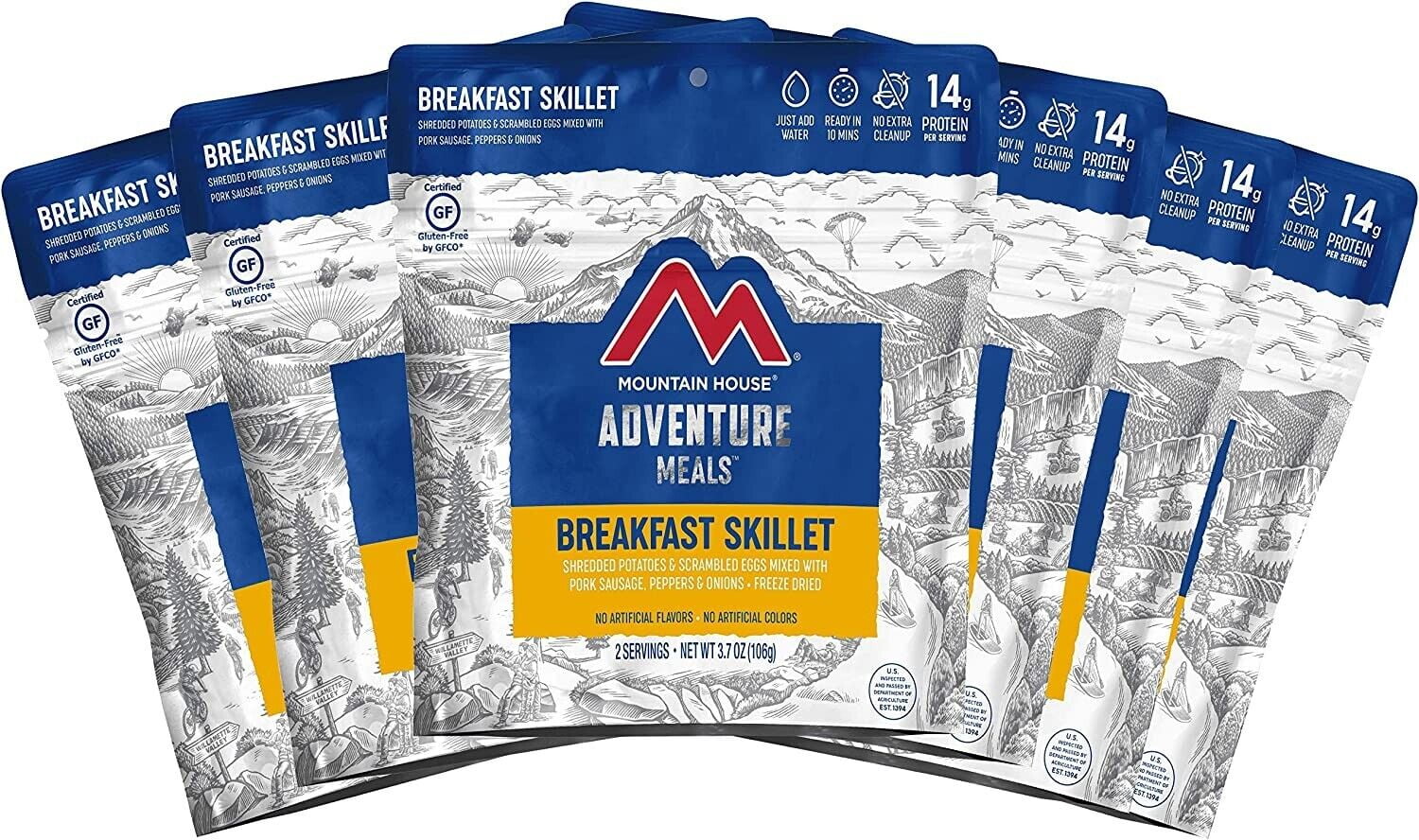 (6 Pouches) Mountain House Survival Backpacking & Camping Emergency Food Breakfast Skillet with 30 Years Shelf Life Gluten Free 