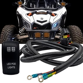OZ-USA LED POD LIGHTS On/Off Rocker Switch with Power Busbar Distribution Block Wire Harness Compatible with Can-Am Maverick X3 Max RS Turbo RR Sport Trail Defender Commander