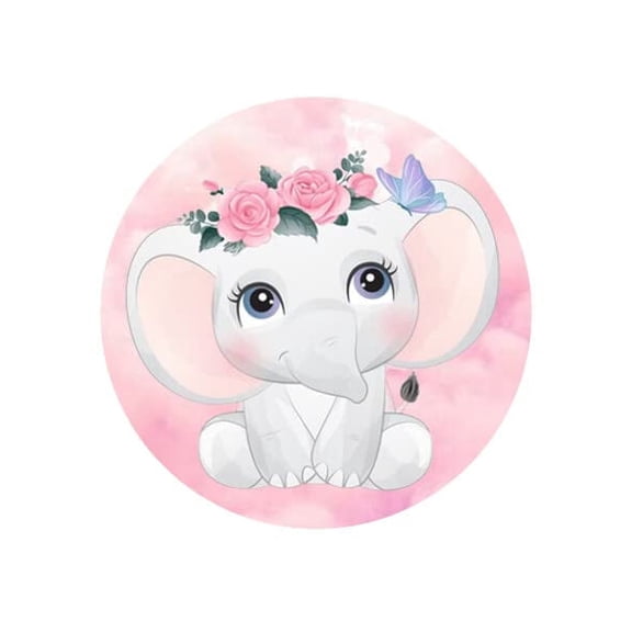 6" Pre-Cut Round Pink Baby Shower Elephant Edible Image By TNCT!