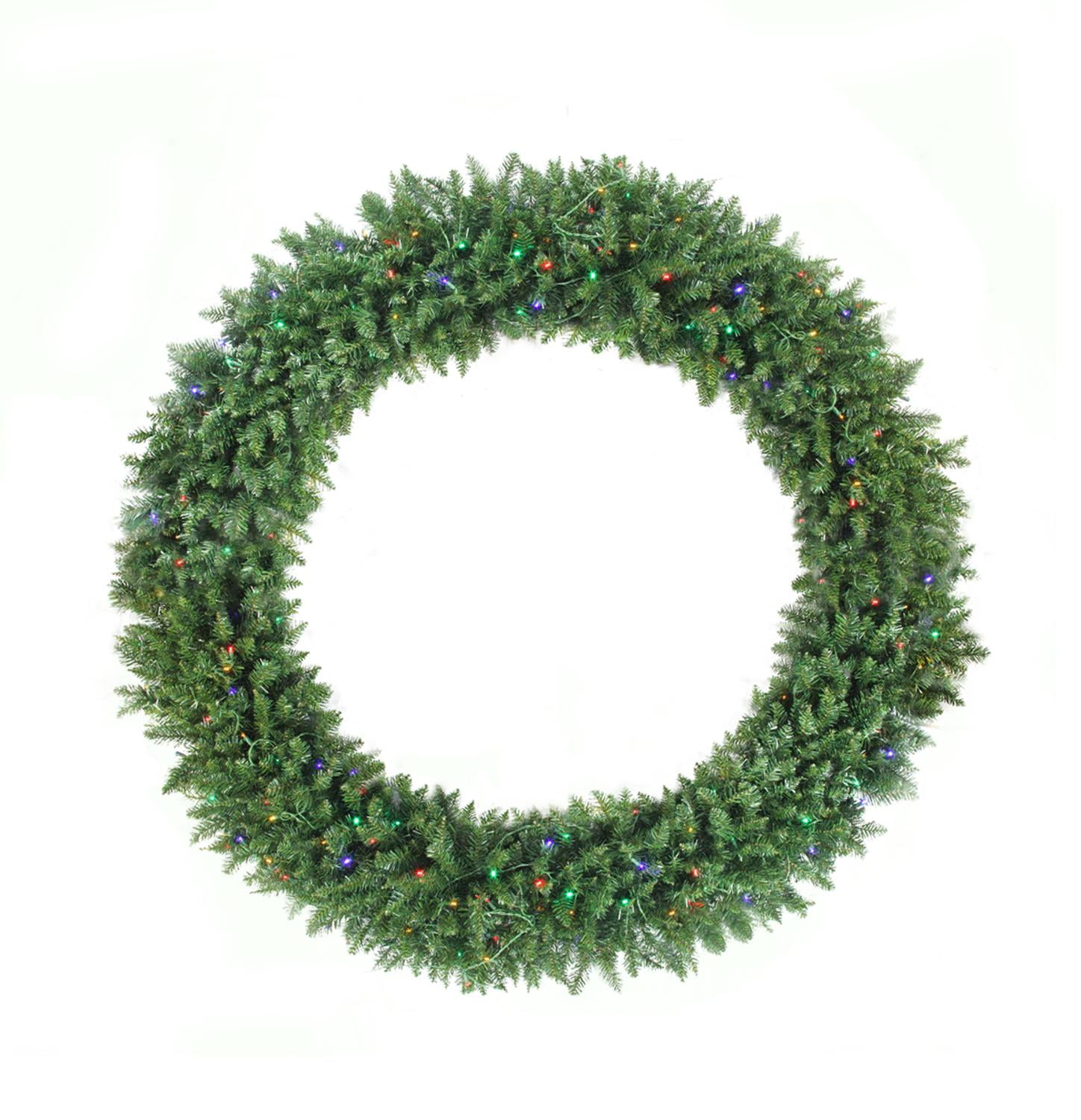 6' Pre-Lit Buffalo Fir Commercial Artificial Christmas Wreath - Multi LED Lights