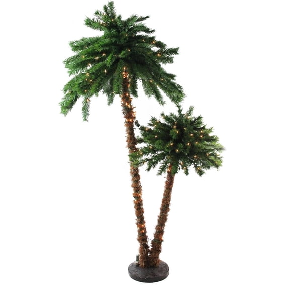 6' Pre-Lit Tropical Palm Tree Artificial Christmas Tree - Clear Lights