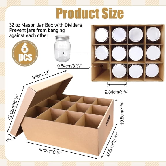 6 Premium Canning Jar Boxes with Dividers