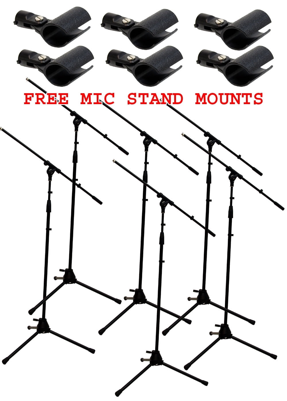 (6) Pro Audio Vocal Stage Instrument Boom Microphone Stand & Free Mic Adapters