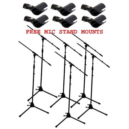 (6) Pro Audio Vocal Stage Instrument Boom Microphone Stand & Free Mic Adapters