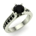 thumbnail image 1 of 6 Prong Set Black Diamond Engagement Ring Accented Shank 3/4 Carat Total Weight 14K White Gold, 1 of 5