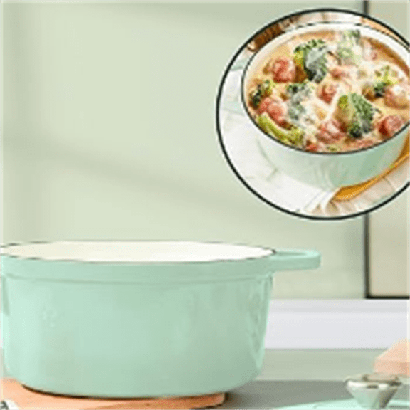 6 QT Dutch Oven Pot with Lid, Enameled Cast Iron Dutch Oven for Bread Making, Braiser, Cooking, Dual Handles, Oven Safe up to 500 F or on Stovetop, Gifts for Family - Mint Green