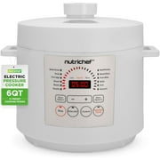 6 QT Electric Pressure Cooker - 9 Function Digital Countertop with Preset Cooking Modes, Adjustable Time & Temp Settings White