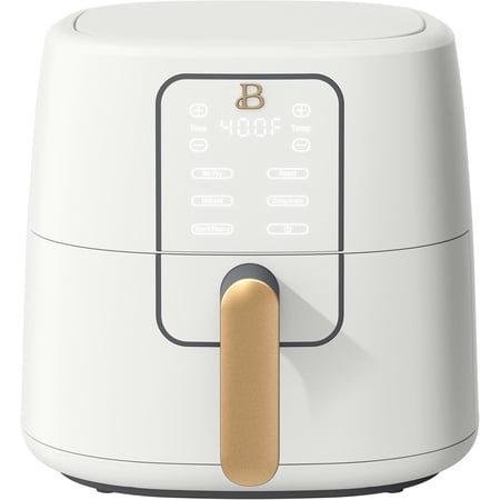 6 Qt Air Fryer- TurboCrisp Technology, Touch-Activated Display, Nonstick Crisping Tray, Healthy Oil-Free Cooking, Sleek Countertop Design (White Icing)