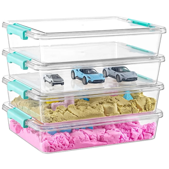 6 Qt Clear Plastic Storage Bins With Lids Stackable Sensory Bin Tools ...