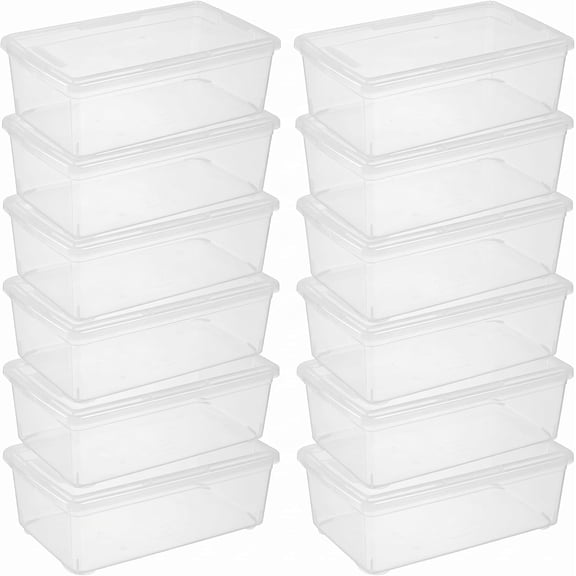 6 Qt Clear Plastic Storage Bins with Lids 12 Pack
