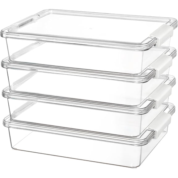6 Qt Clear Plastic Storage Bins with Lids Stackable Organizer Containers 4 Pack White