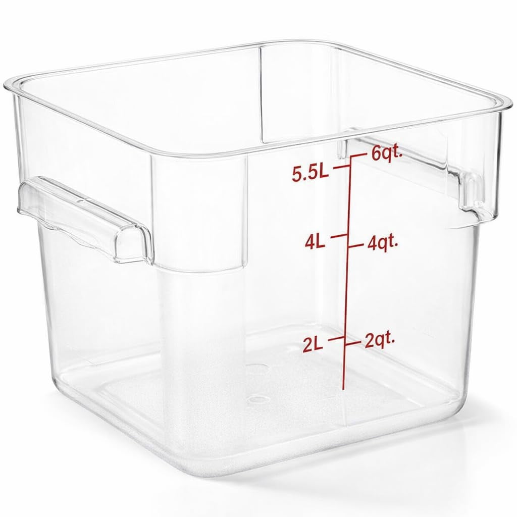 Feed Storage Signage 6 Qt Clear Square Polycarbonate Food Storage Container, NSF Listed ...