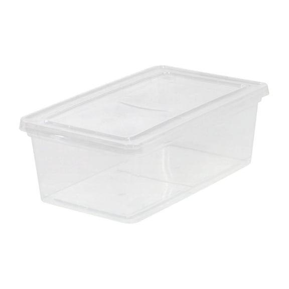 6 Qt Clear Storage Bins with Lids - Stackable Plastic Totes Containers for Organization - Durable Home & Office Storage - Clothes, Toys, Holiday Decor