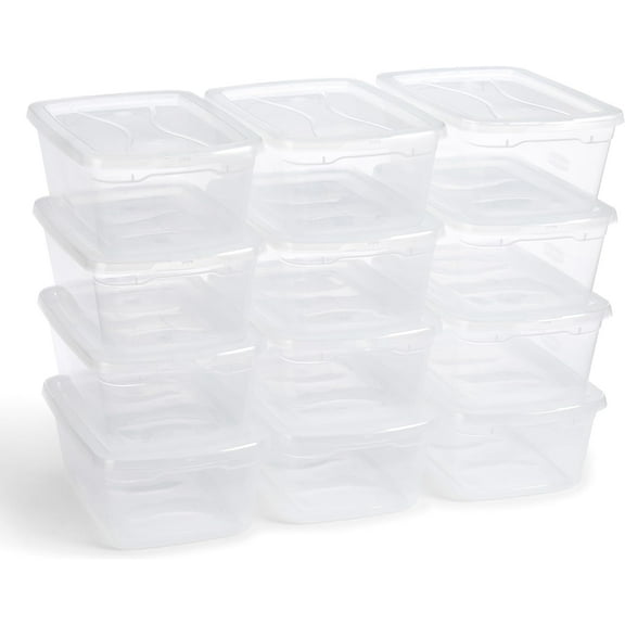 6 Qt Clear Storage Bins with Lids, 12-Pack, Stackable, BPA-Free, Made in USA