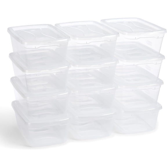 6 Qt Clear Storage Bins with Lids, 12-Pack, Stackable, BPA-Free