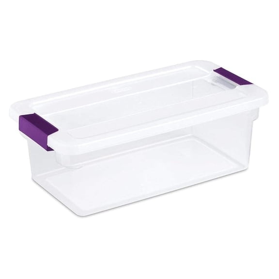 6 Qt ClearView Storage Box, Stackable Bin with ing Lid, Plastic Container to Organize Shoes in Closet, Clear Base, Lid, 12-Pack