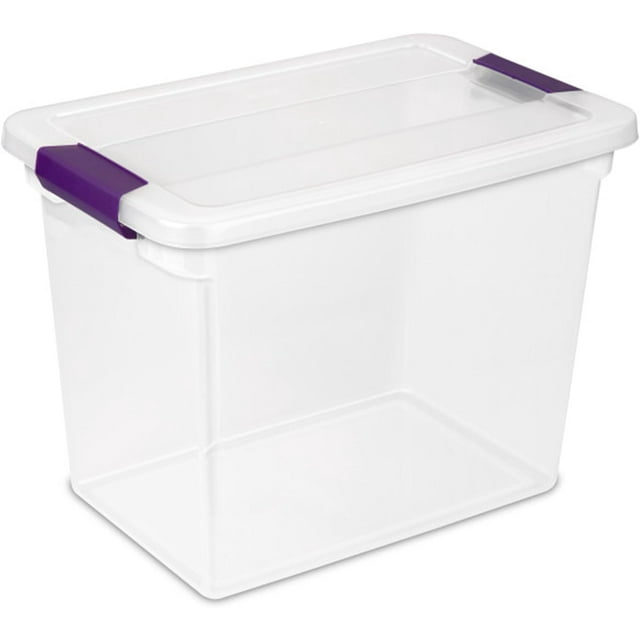 6 Qt Latch Storage Box Stackable Bin with Latching Lid, Plastic Container to Organize Shoes in Closet, Clear (24 Pack)