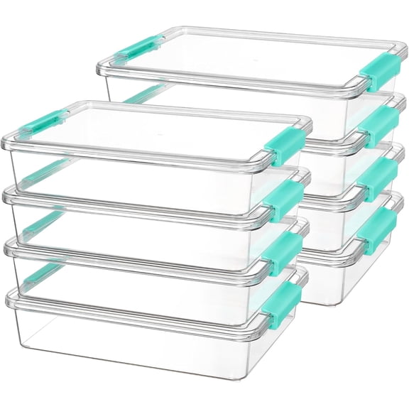 6 Qt Plastic Storage Bins with Lids, Clear Sensory Bins, Arts Crafts Organizers and Storage, Stackable Containers for Home Office and School Supplies, 8 Pack