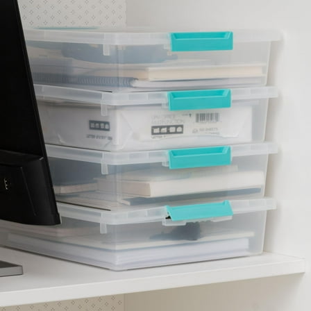 6 Qt  Plastic Storage Bins with Lids, Stackable, for Home, Office, ,