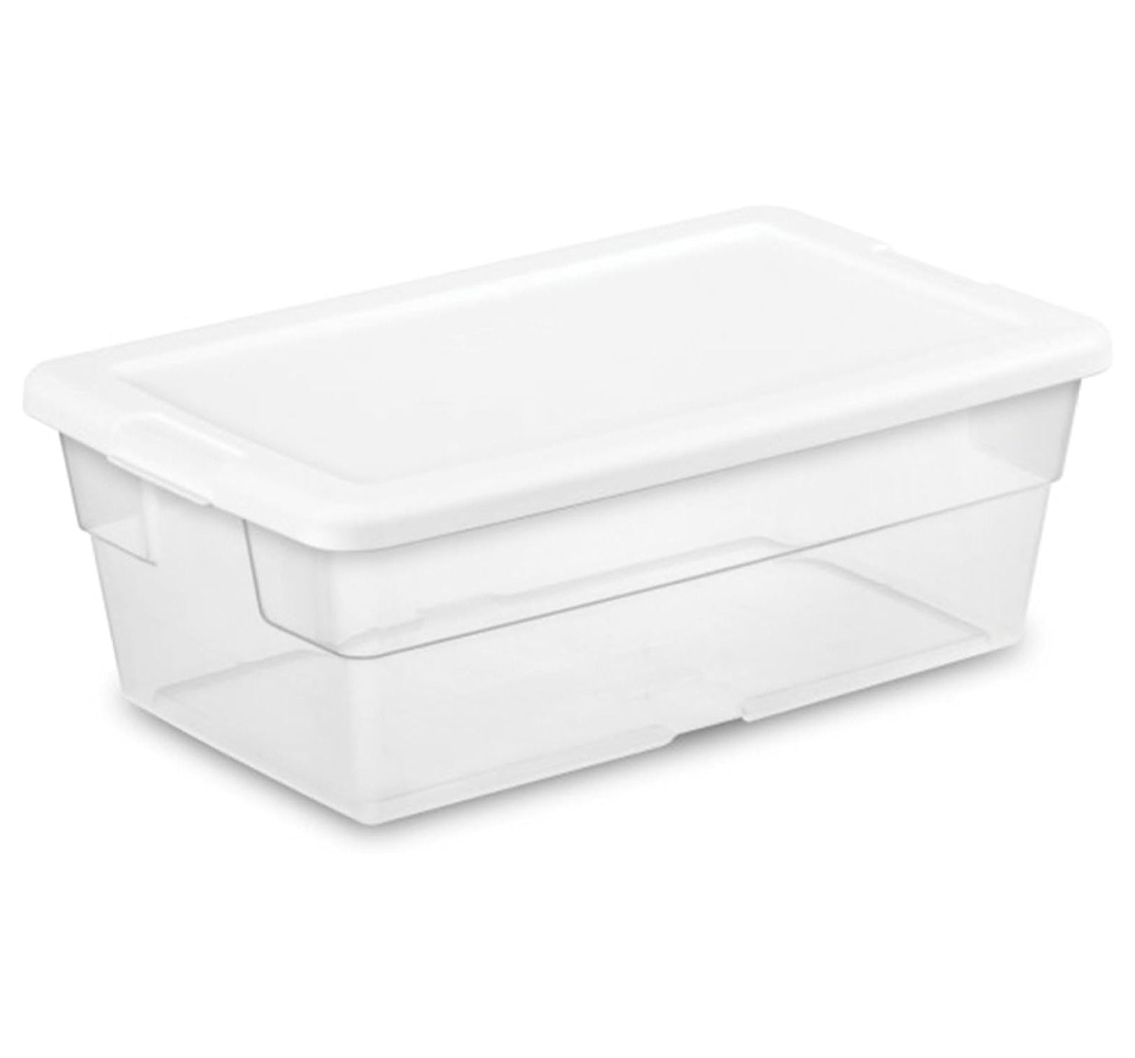 Clear Plastic Stackable Storage Box with White Lid, 14 in