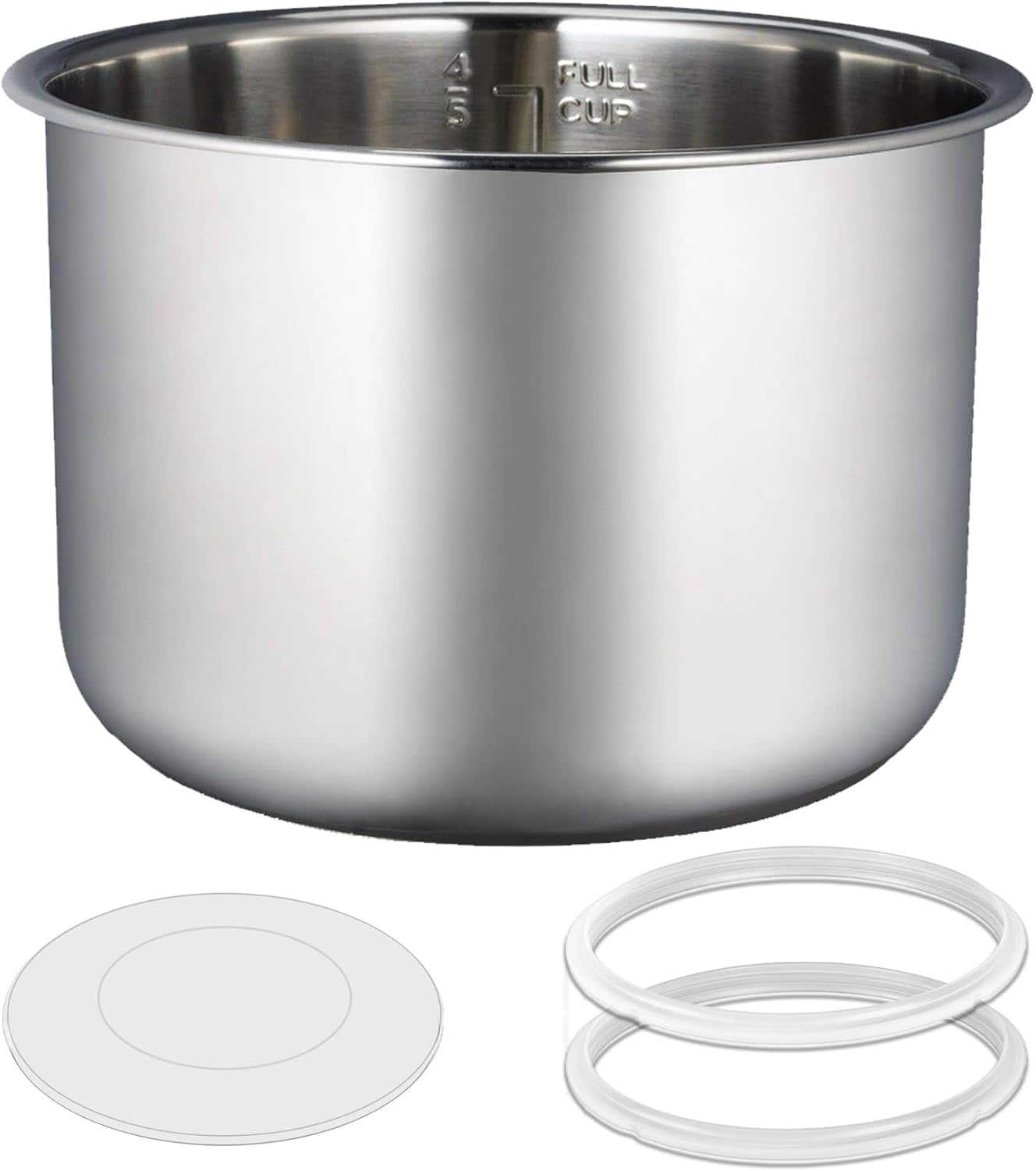 6 Qt stainless steel inner pot, compatible with Instant Pot 6-Qt inner pot, comes with a silicone pot lid and two sealing rings