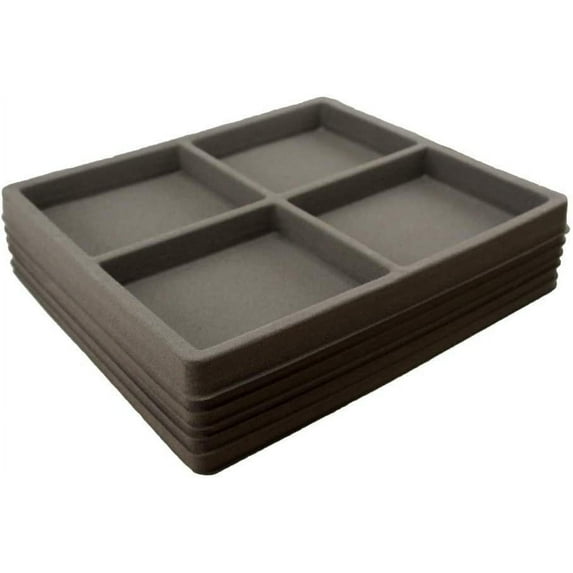6 Qty Ivory-Tusk White 4 Slot Flocked Storage Tray Inserts - For Merchandise Jewelry & Organization - N'icePackaging
