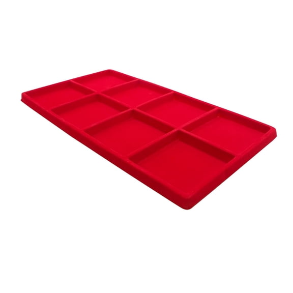 6 Qty Macaw-Red 8 Slot Flocked Storage Tray Inserts - For Merchandise Jewelry & Organization - N'icePackaging